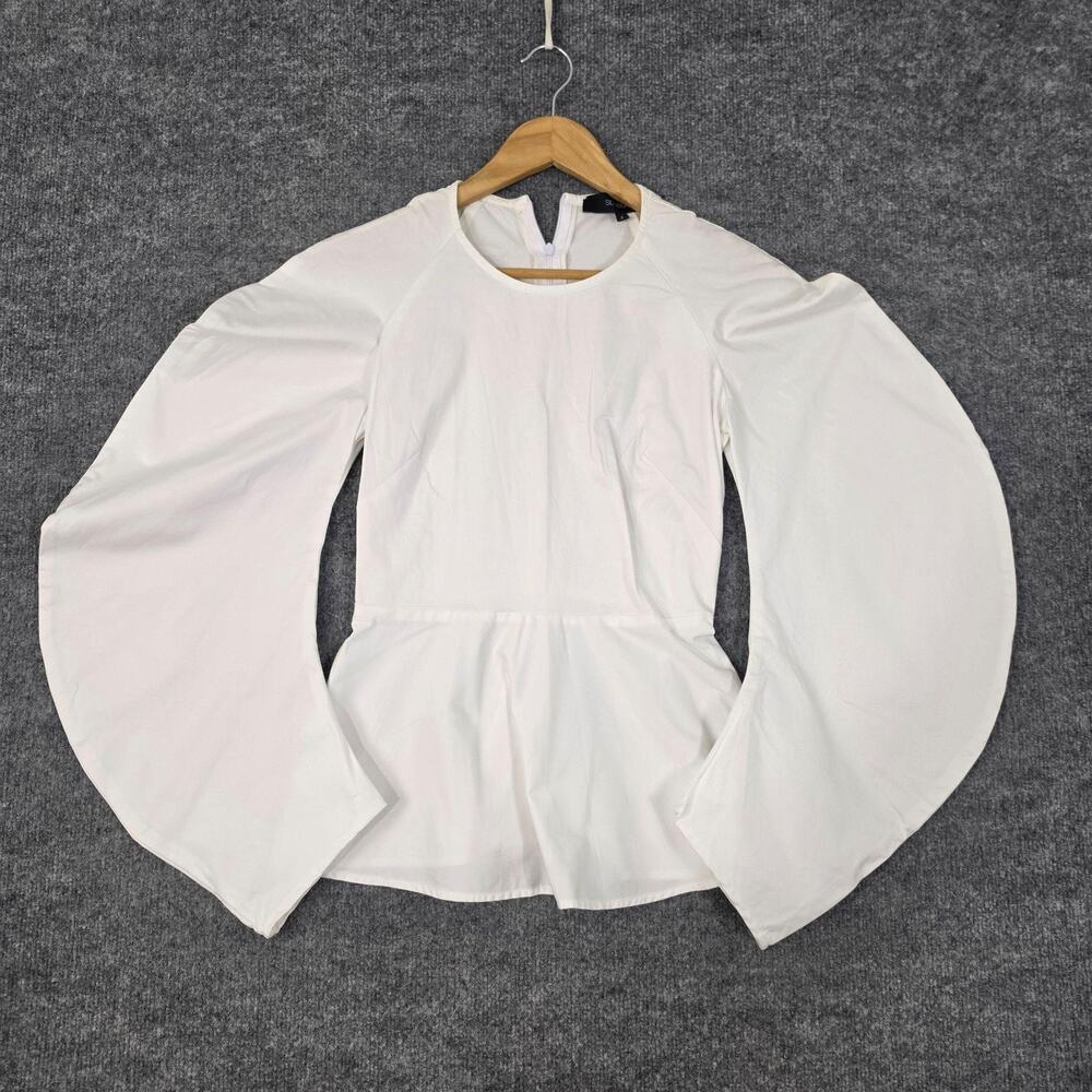 Sid Neigum Blouse 2 White Bell Sleeve Peplum Minimalist Elegant Chic Statement